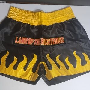 Black and Yellow Flame Boxing Shorts